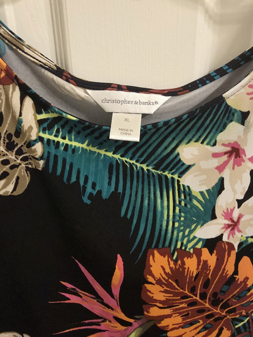 Christopher & Banks Black Tropical Floral Top - Picture 3 of 4